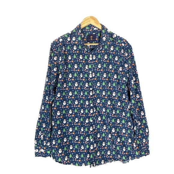 Simon Banks Men's Christmas Button Down Shirt - Picture 3 of 13